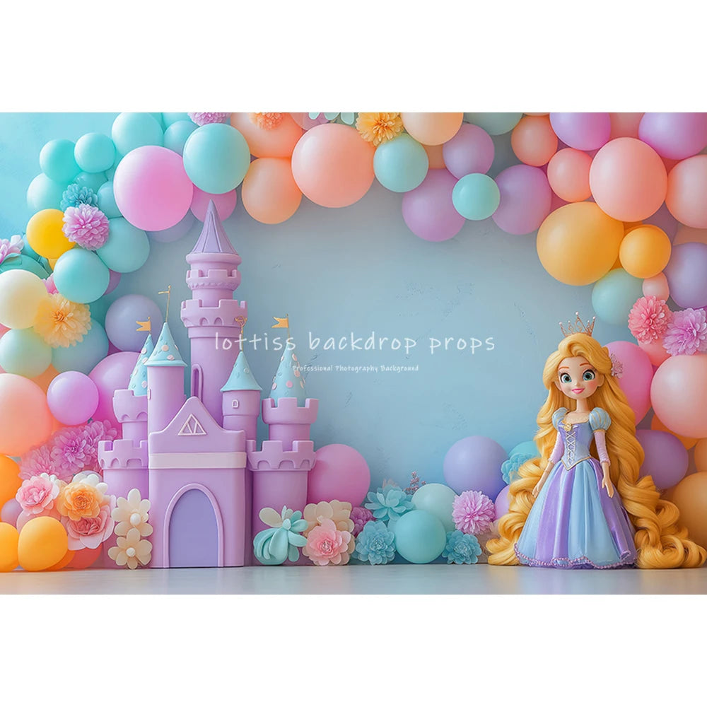 Wonderland Balloons Princess Castle Backdrops Kids Baby Birthday Cake Smash Photocall Backgrounds