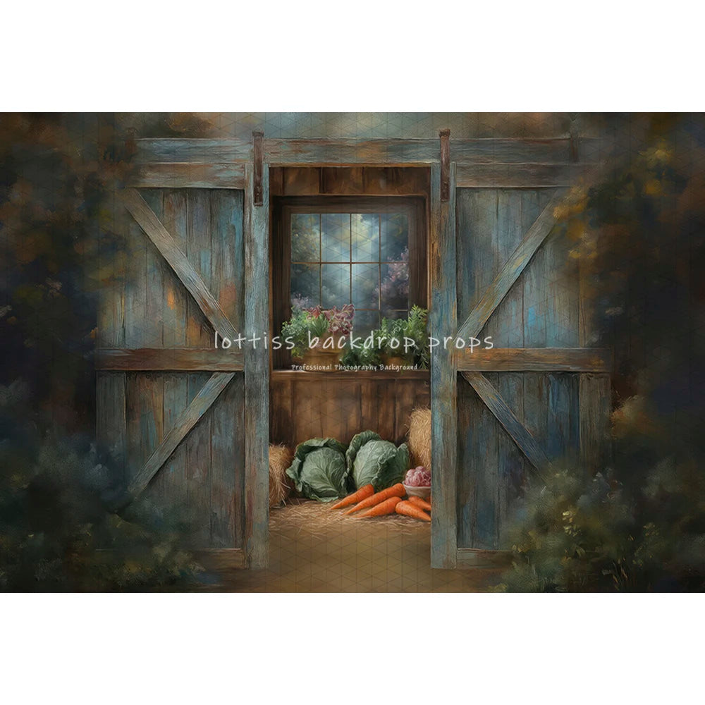 Easter Bunny Garden Backdrops Kids Baby Photography Child Adult Photocall  Eggs Floral Carrots Barn Rustic Door Backgrouds
