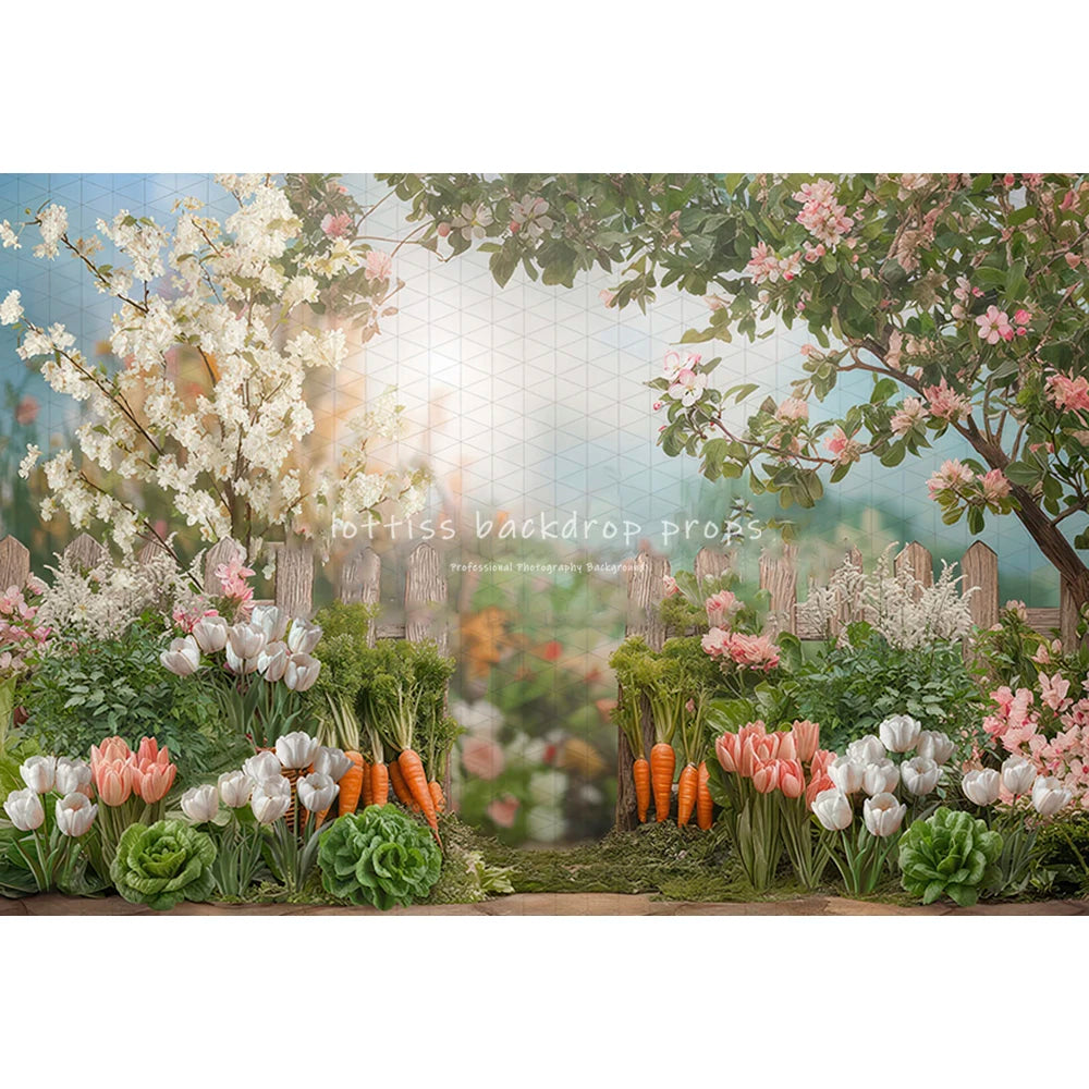 Easter Bunny Garden Backdrops Kids Baby Photography Child Adult Photocall  Eggs Floral Carrots Barn Rustic Door Backgrouds