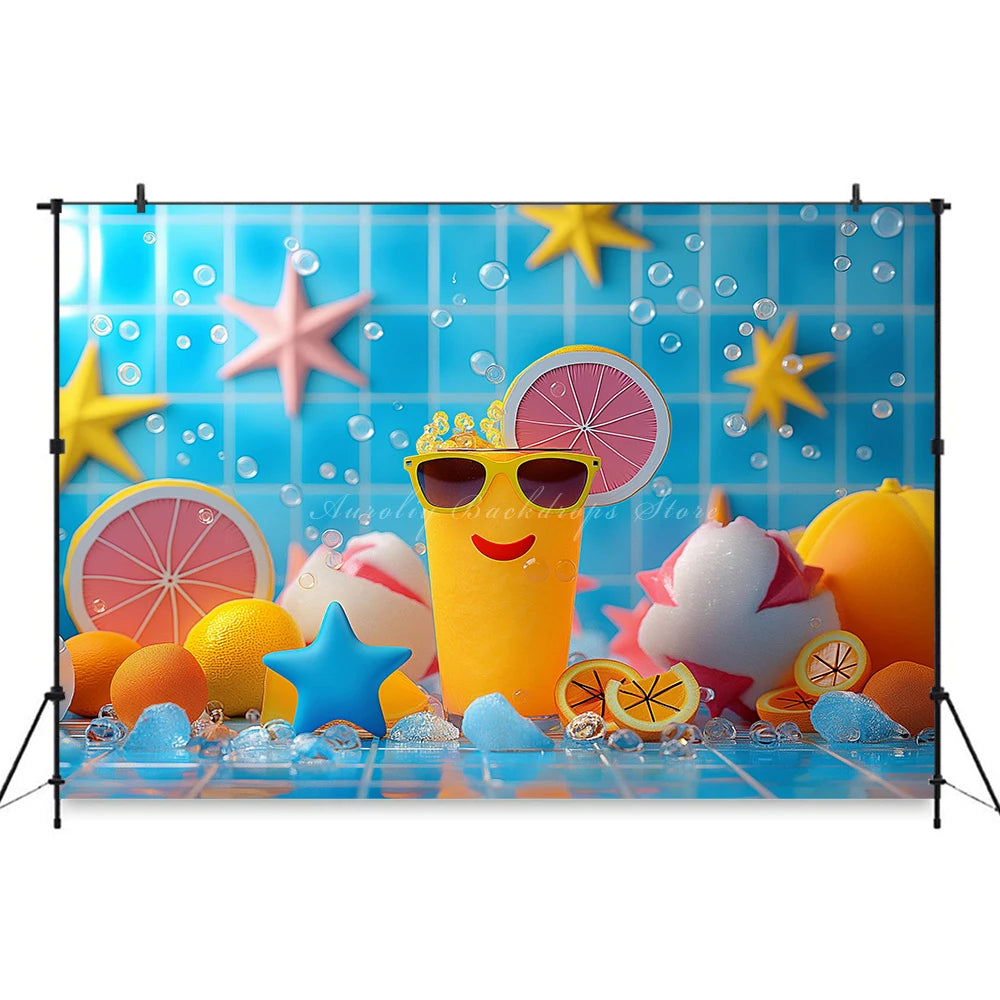 Swimming Pool Photography Backdrop Kids Baby Cake Smash Photocall Decors Summer Holiday Child Adult Birthday Backgrounds