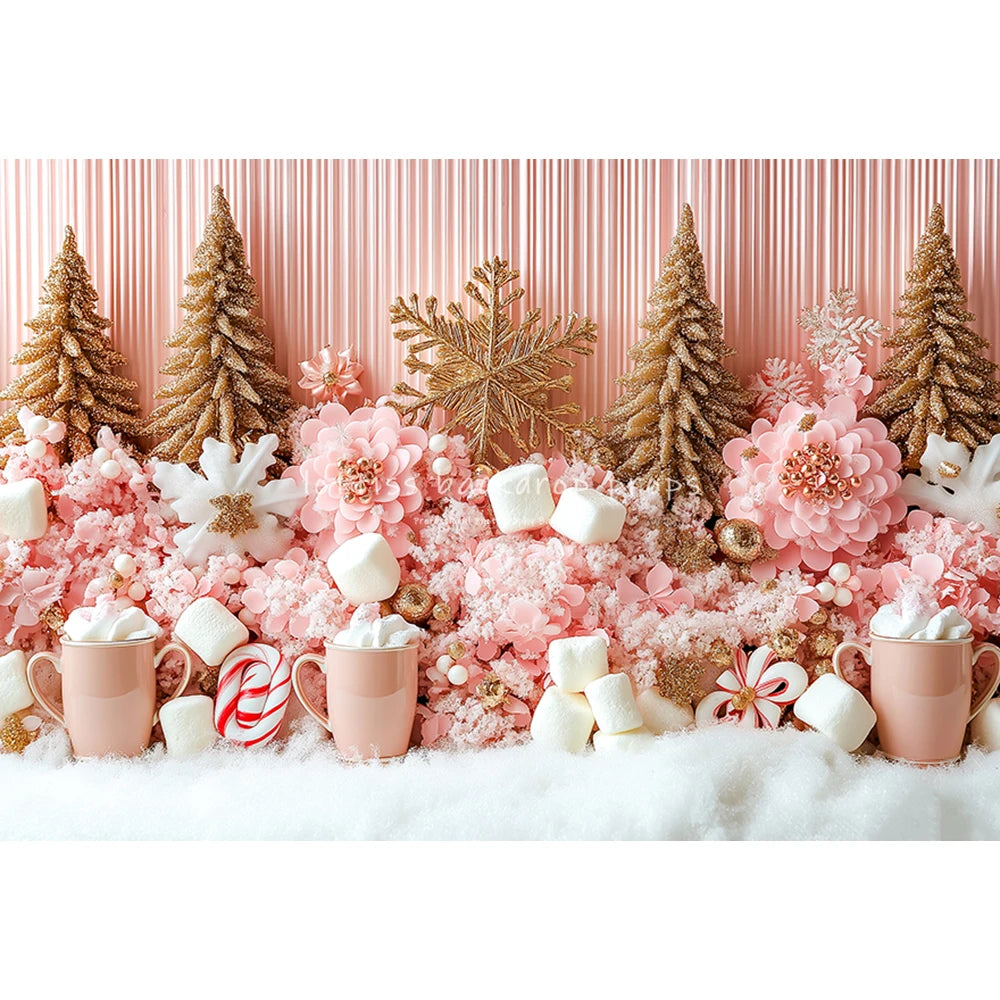 Christmas Pink Nutcracker Backdrops Kids Family Photography Child Baby Photocall  Gingerbread Cottage Backgrounds