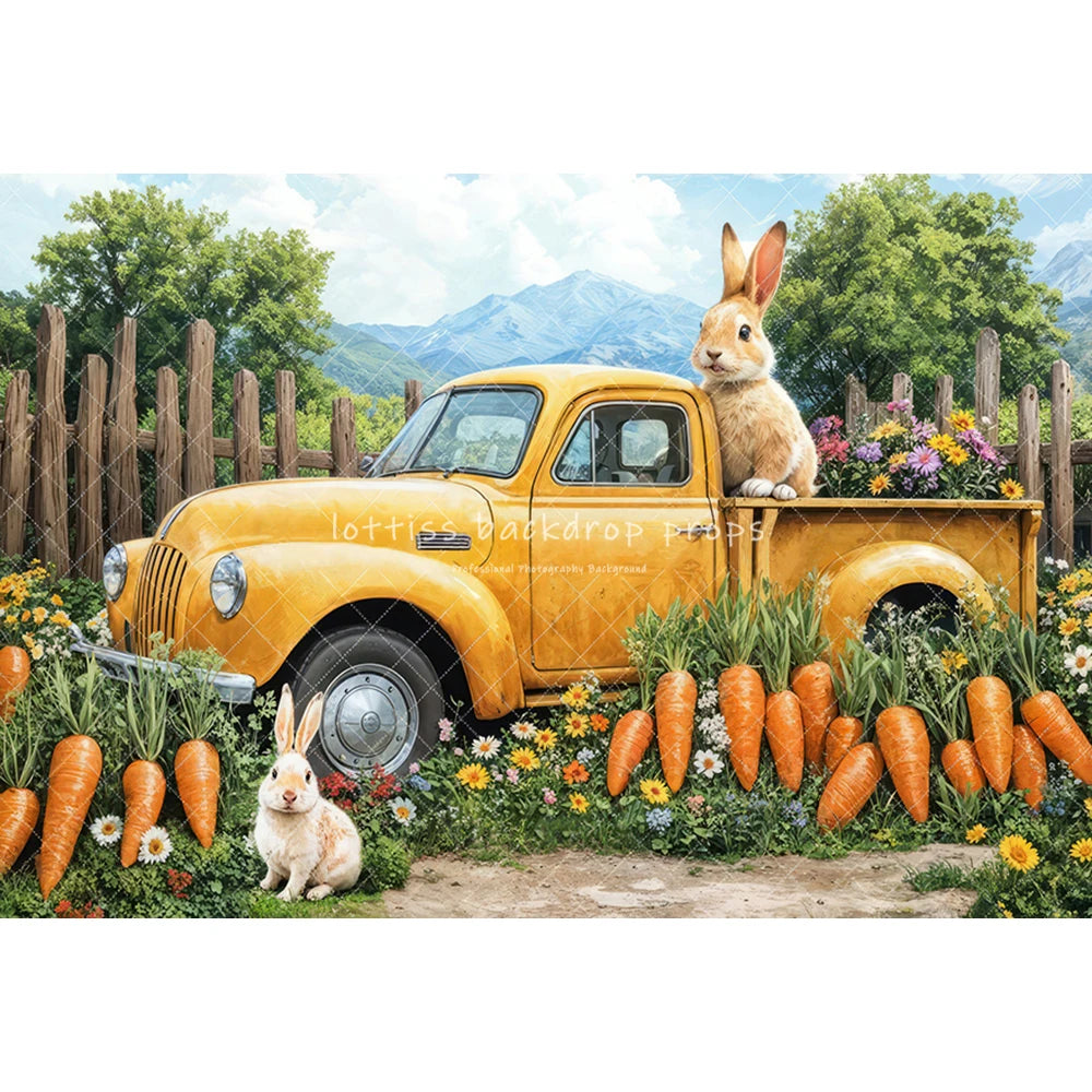 Easter Bunny Garden Backdrops Kids Baby Photography Child Adult Photocall  Eggs Floral Carrots Barn Rustic Door Backgrouds