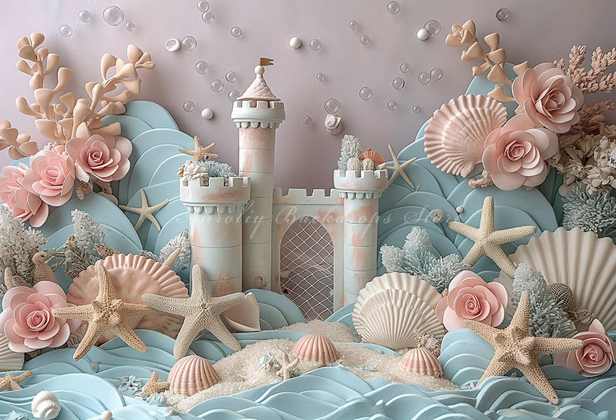 Cute Undersea Castle Backdrop Kids Baby Cake Smash Photography Props Child Girls Adult Birthday Backgrounds