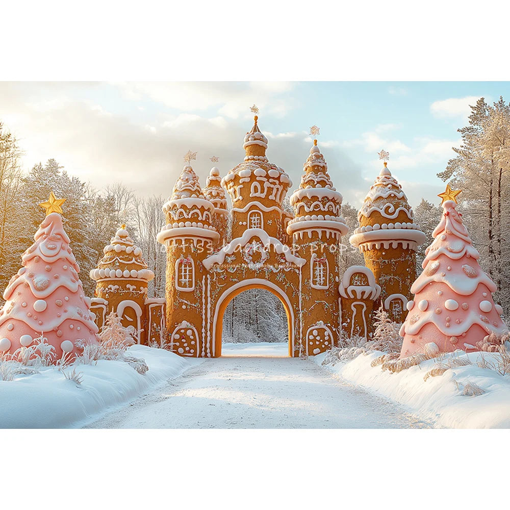 Christmas Snowy Retro Arch Door Entrance Backdrops Kids Adult Photography Child Baby Photocall WInter Forest Castle Backgrounds