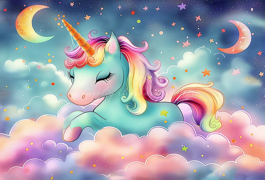 Colourful Unicorn Photography Backdrop Kids Baby 1st Birthday Photocall Decors Child Girls Adult Cake Smash Photo Backgrounds
