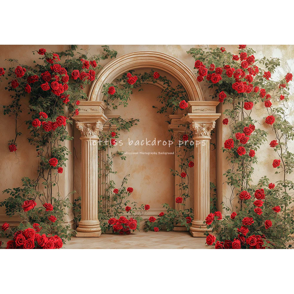 Retro Rose Arch Wall Backdrops Kids Lover Valentine's Day Photography Child Baby Photocall Classic Archway Backgrounds