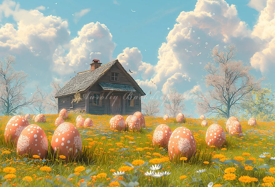 Easter House and Eggs Backdrop Kids Baby Cake Smash Photography Props Child Girls Adult Photo Studio Backgrounds