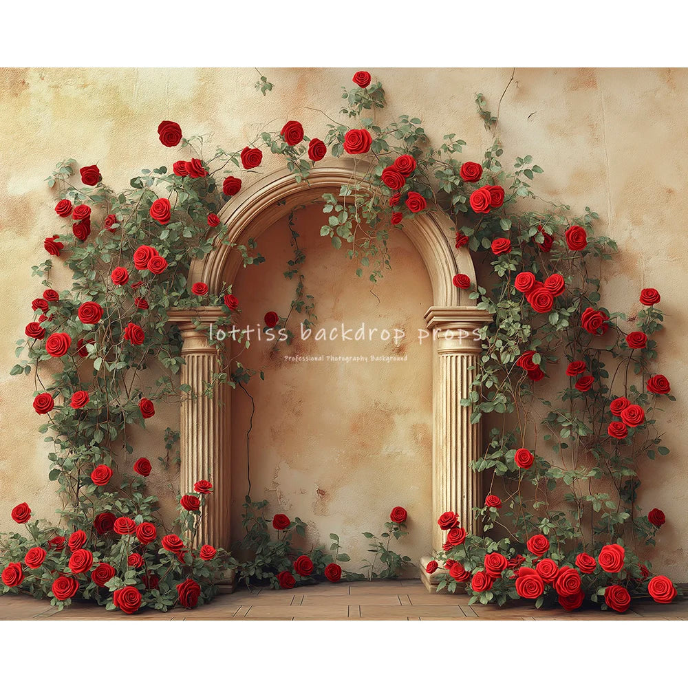 Retro Rose Arch Wall Backdrops Kids Lover Valentine's Day Photography Child Baby Photocall Classic Archway Backgrounds