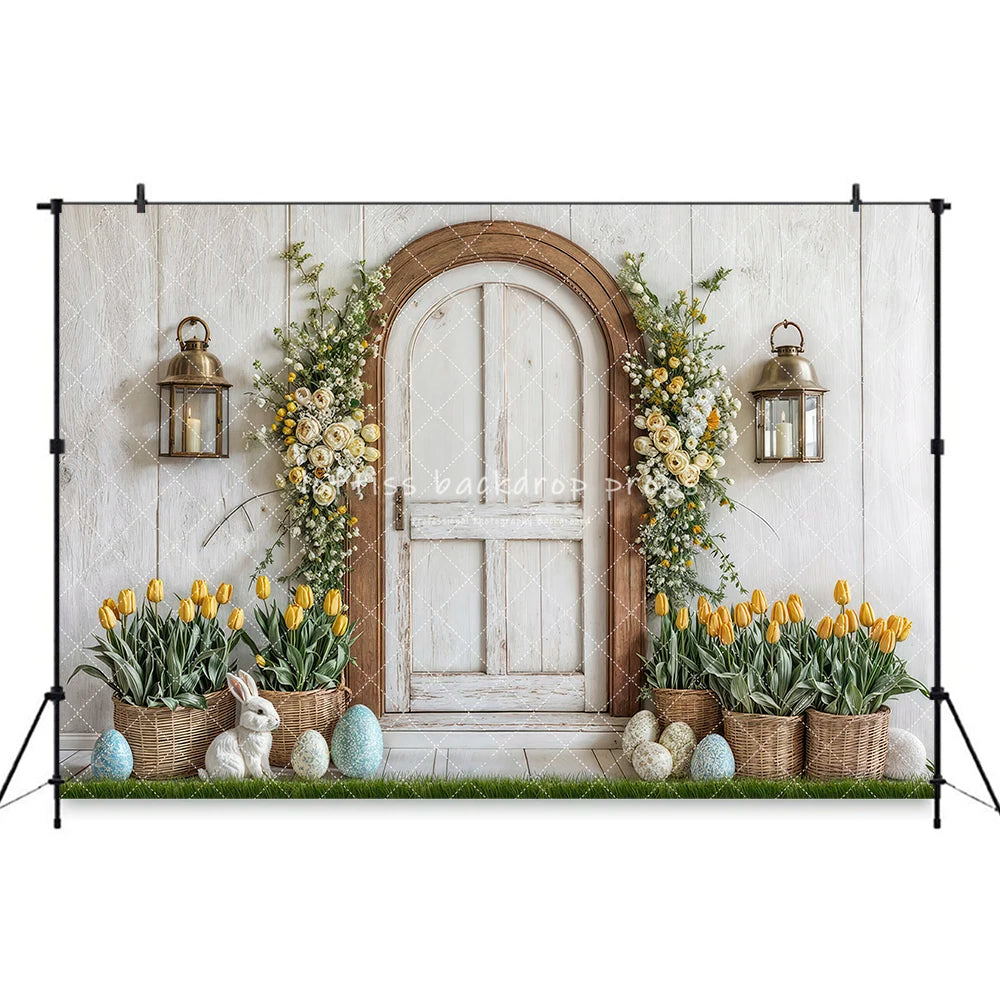 Easter Purple Spring Pathway Backdrops Kids Adult Photography Child Baby Photocall Easter Eggs Garden Entrance Backgrounds