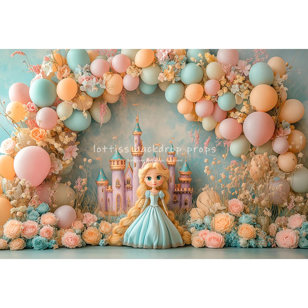 Wonderland Balloons Princess Castle Backdrops Kids Baby Birthday Cake Smash Photocall Backgrounds