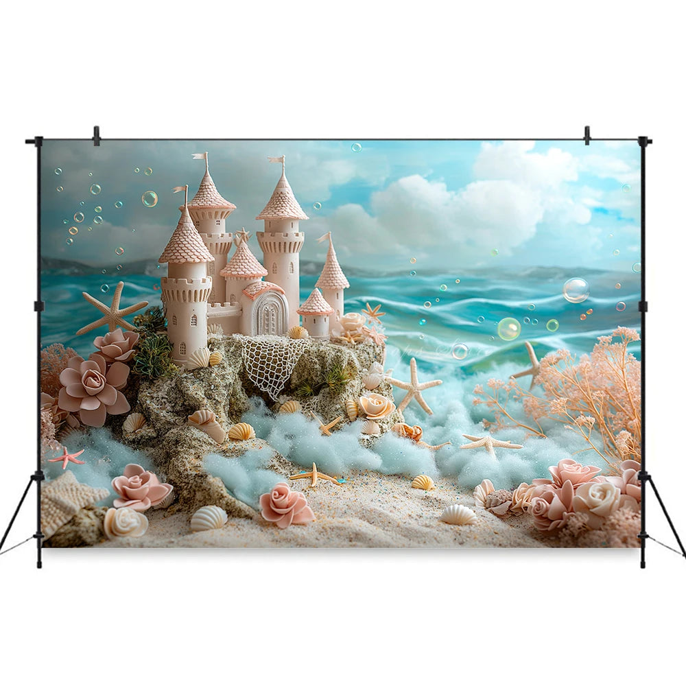 Cute Undersea Castle Backdrop Kids Baby Cake Smash Photography Props Child Girls Adult Birthday Backgrounds
