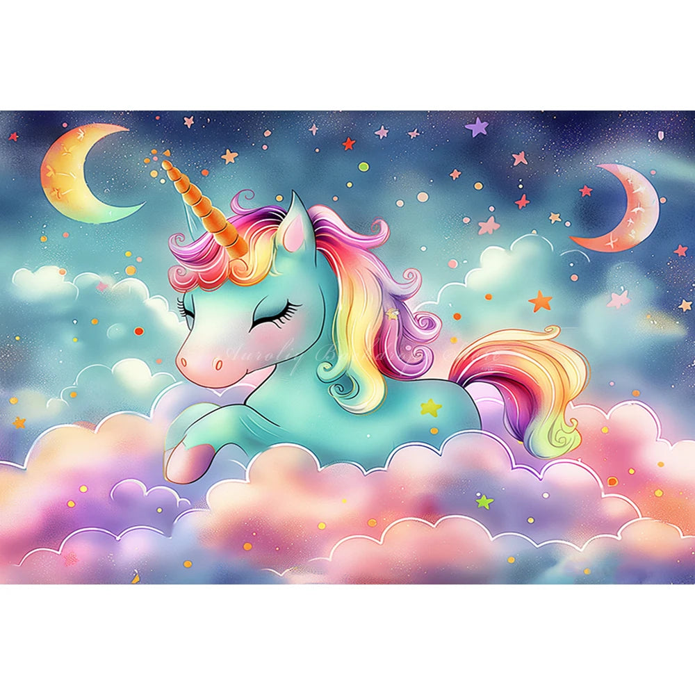 Colourful Unicorn Photography Backdrop Kids Baby 1st Birthday Photocall Decors Child Girls Adult Cake Smash Photo Backgrounds
