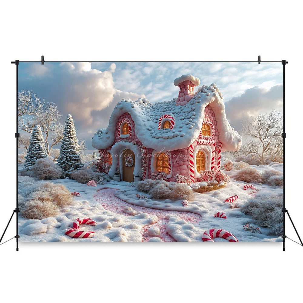 Winter Christmas Village Backdrop Child Baby Birthday Cake Smash Photography Decor Family Party Photocall Backgrounds