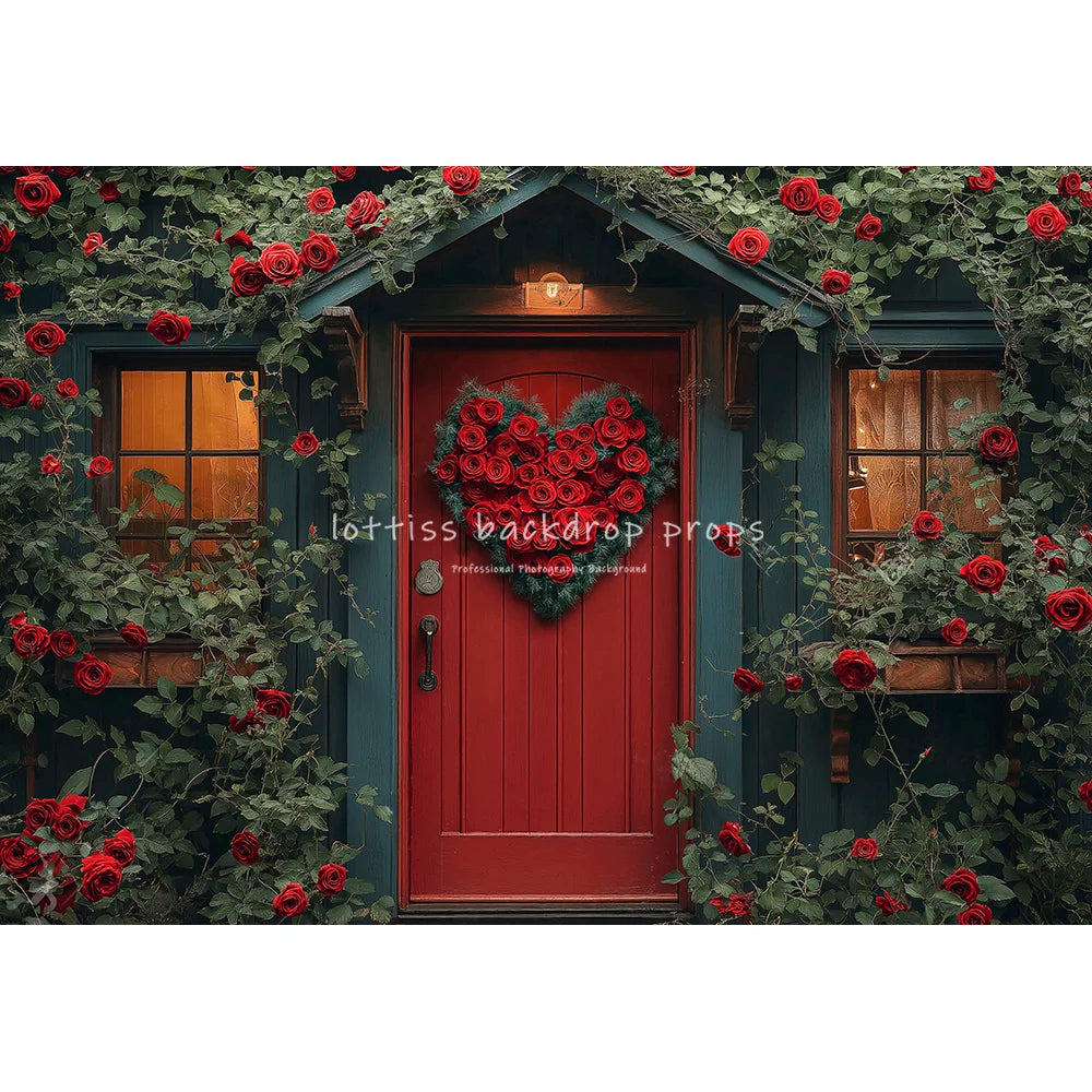 Valentine's Day Cottage Backdrops Kids Lover Photography Child Baby Photocall Rose Brick House Outwall Garden Stone Road Backgro