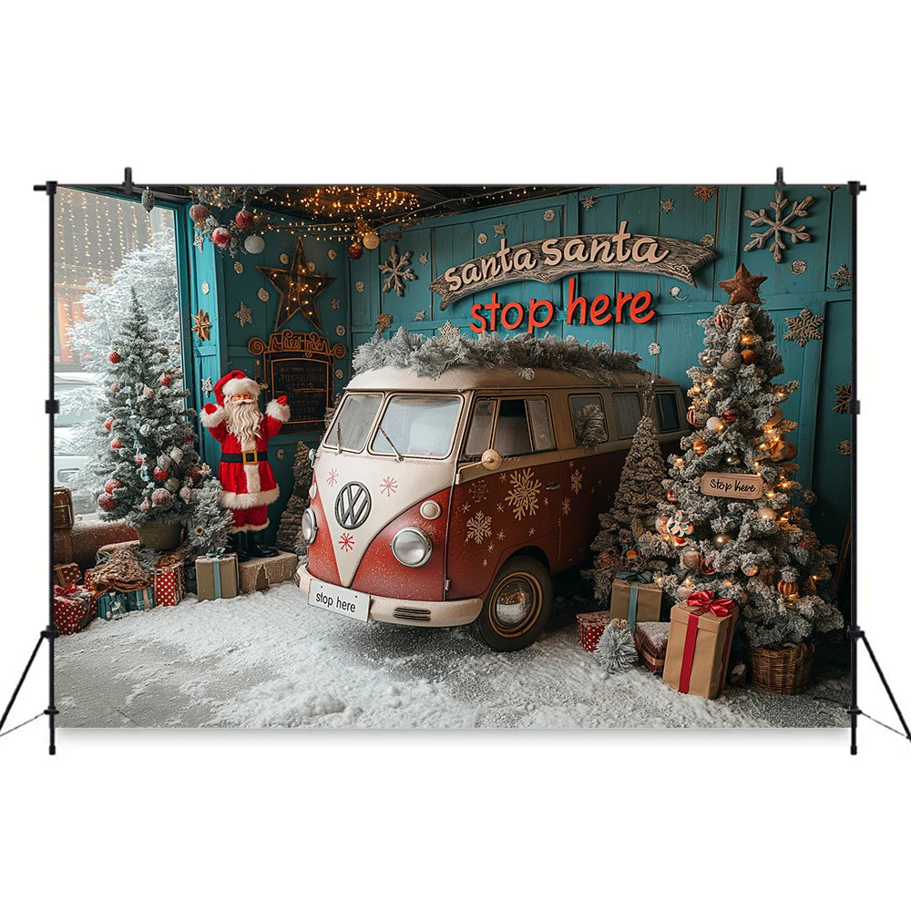 Christmas Background Red Vintage Camper Kids Baby Cake Smash Photocall Decors Candy Cane Child Adult Photography Backgrounds