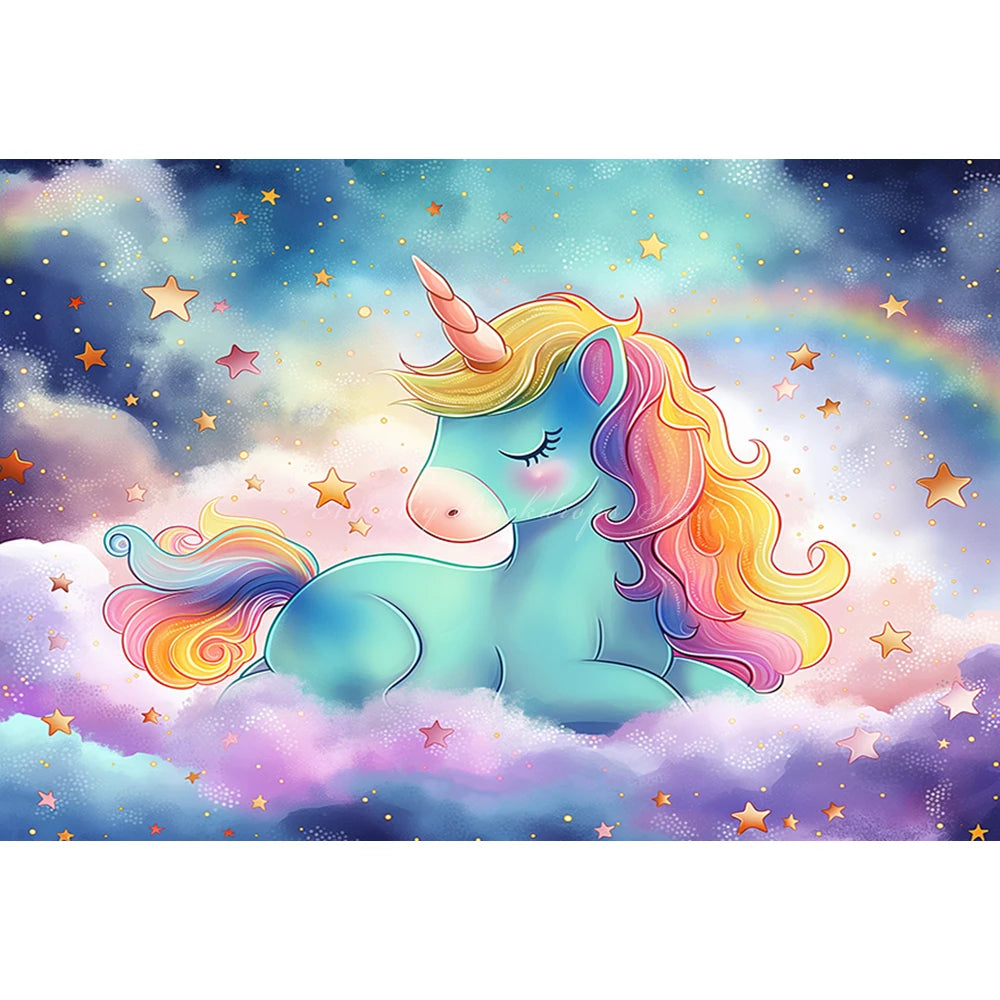 Colourful Unicorn Photography Backdrop Kids Baby 1st Birthday Photocall Decors Child Girls Adult Cake Smash Photo Backgrounds