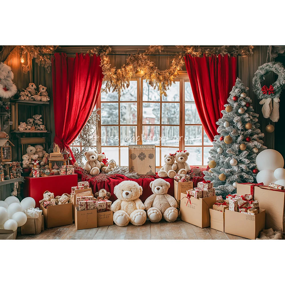 Christmas Streets Bicycle Cottage Backdrops Kids Adult Photography Props Child Photocall Winter Window Snowflake Backgrounds