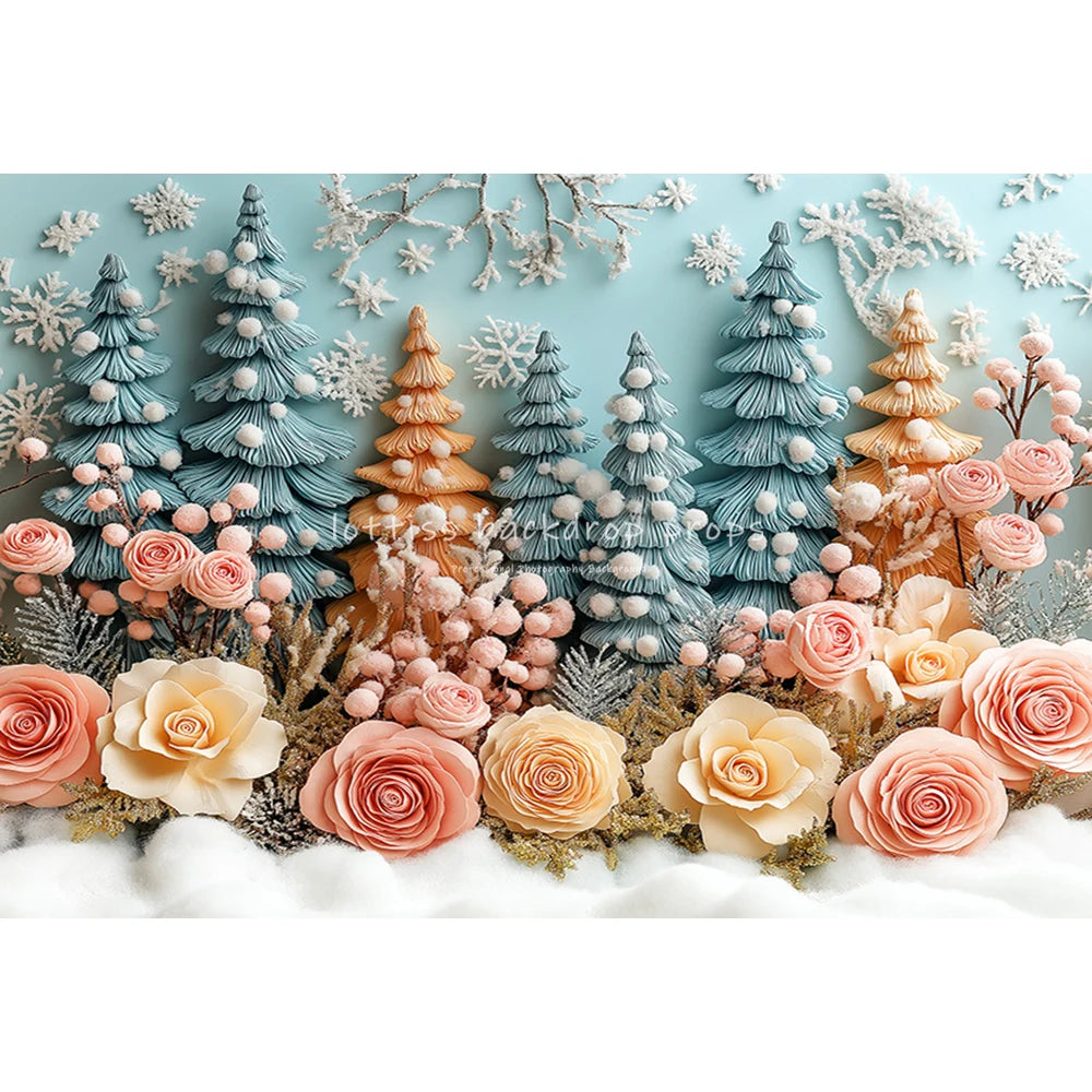 Christmas Pine Trees Winter Snowy Country Backdrops Kids Adult Photography Child Photocall Snowflake Country Entrance Background