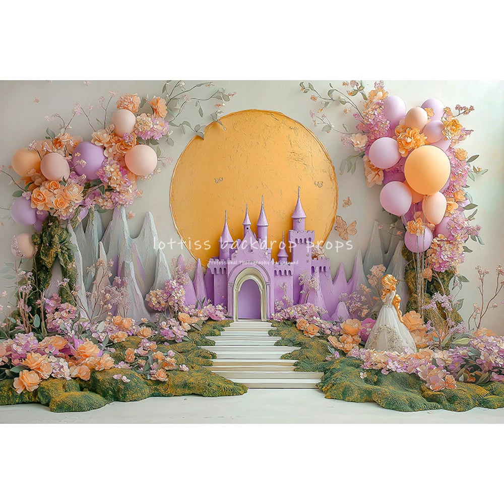 Wonderland Balloons Princess Castle Backdrops Kids Baby Birthday Cake Smash Photocall Backgrounds