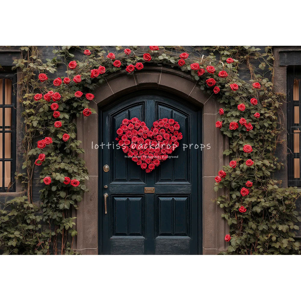 Valentine's Day Cottage Backdrops Kids Lover Photography Child Baby Photocall Rose Brick House Outwall Garden Stone Road Backgro
