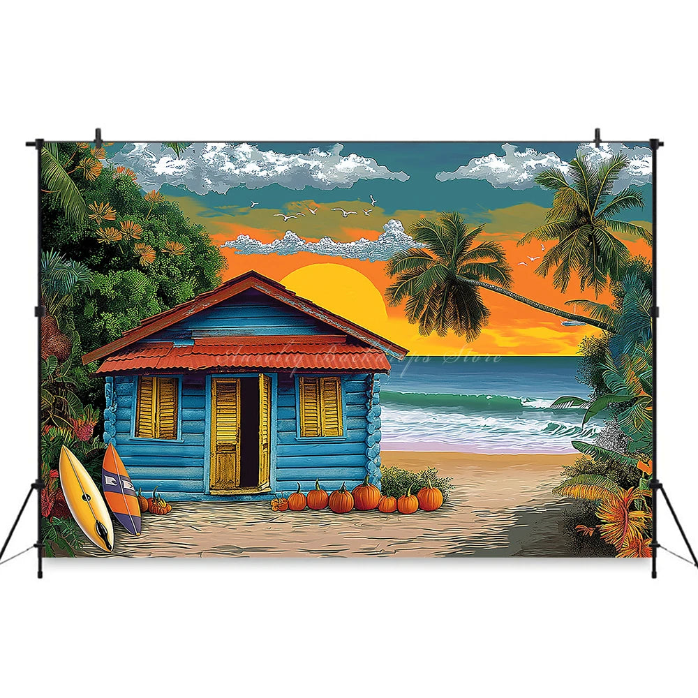 Summer Sunset Wooden House Photography Backdrop Kids Baby Cake Smash Photocall Decors Child Adult Birthday Party Backgrounds