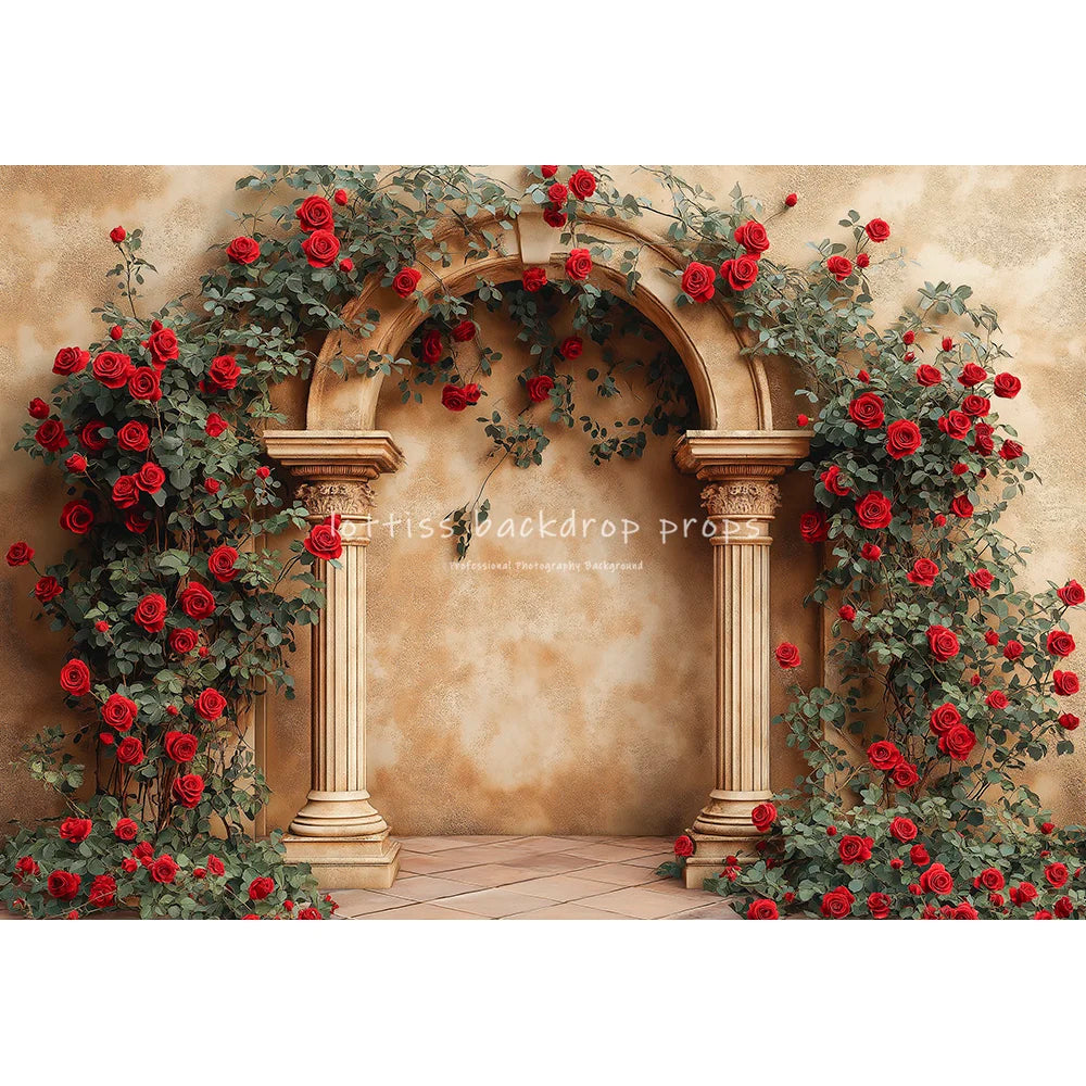 Retro Rose Arch Wall Backdrops Kids Lover Valentine's Day Photography Child Baby Photocall Classic Archway Backgrounds
