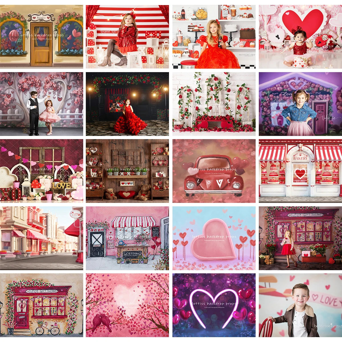 Valentine Day Backgrounds Kids Baby Photocall Child Adult Photocall Props Rose Dating Spring Garden Red Heart Decors Backdrops