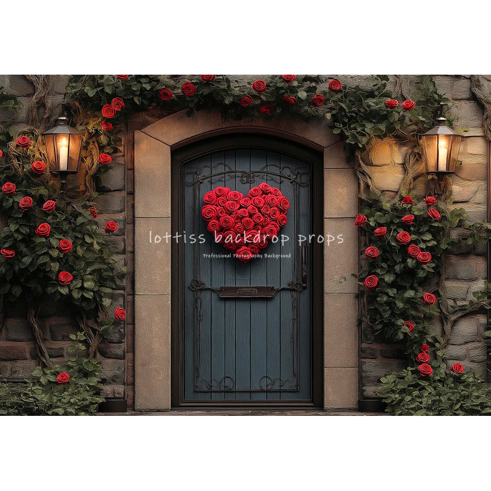 Valentine's Day Cottage Backdrops Kids Lover Photography Child Baby Photocall Rose Brick House Outwall Garden Stone Road Backgro