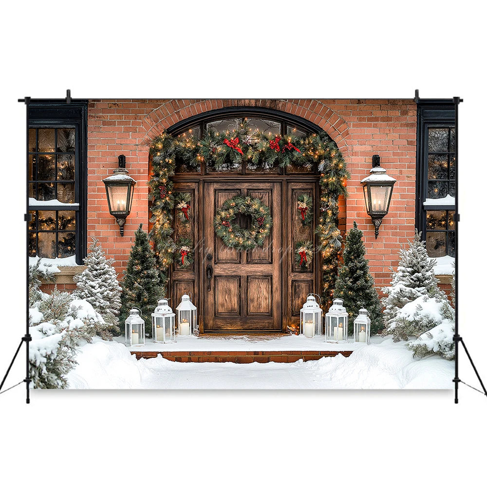 Christmas Large Wooden Door Photography Backdrop Kids Baby Cake Smash Photography Props Child Adult Birthday Photo Backgrounds