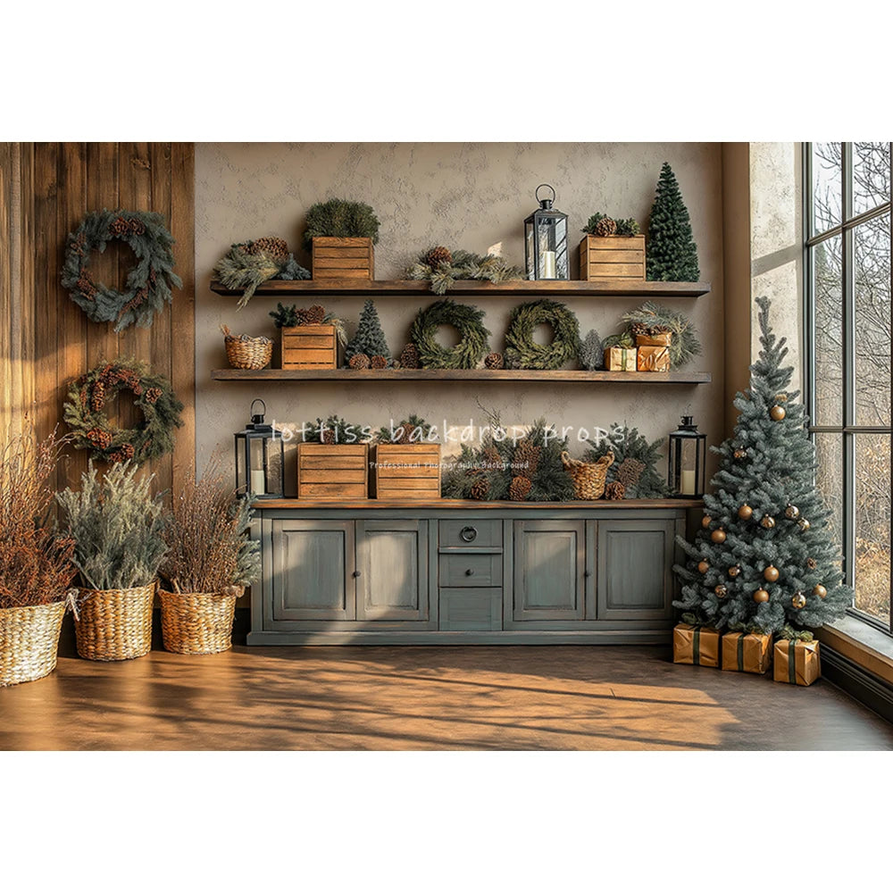 Christmas Streets Bicycle Cottage Backdrops Kids Adult Photography Props Child Photocall Winter Window Snowflake Backgrounds