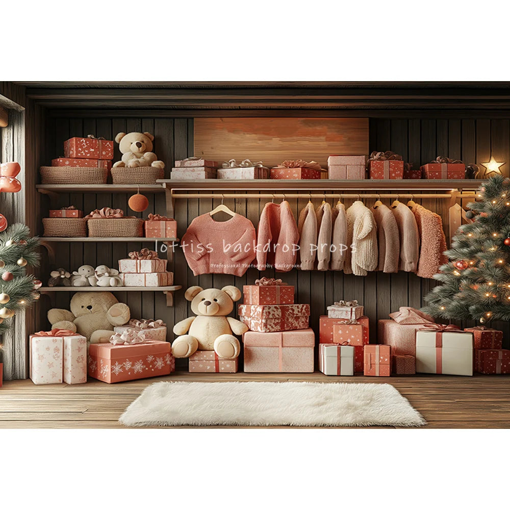 Christmas Closet Cupboard Backdrops Kids Adult Photography Child Baby Photocall Decors Winter Bedroom Backgrounds