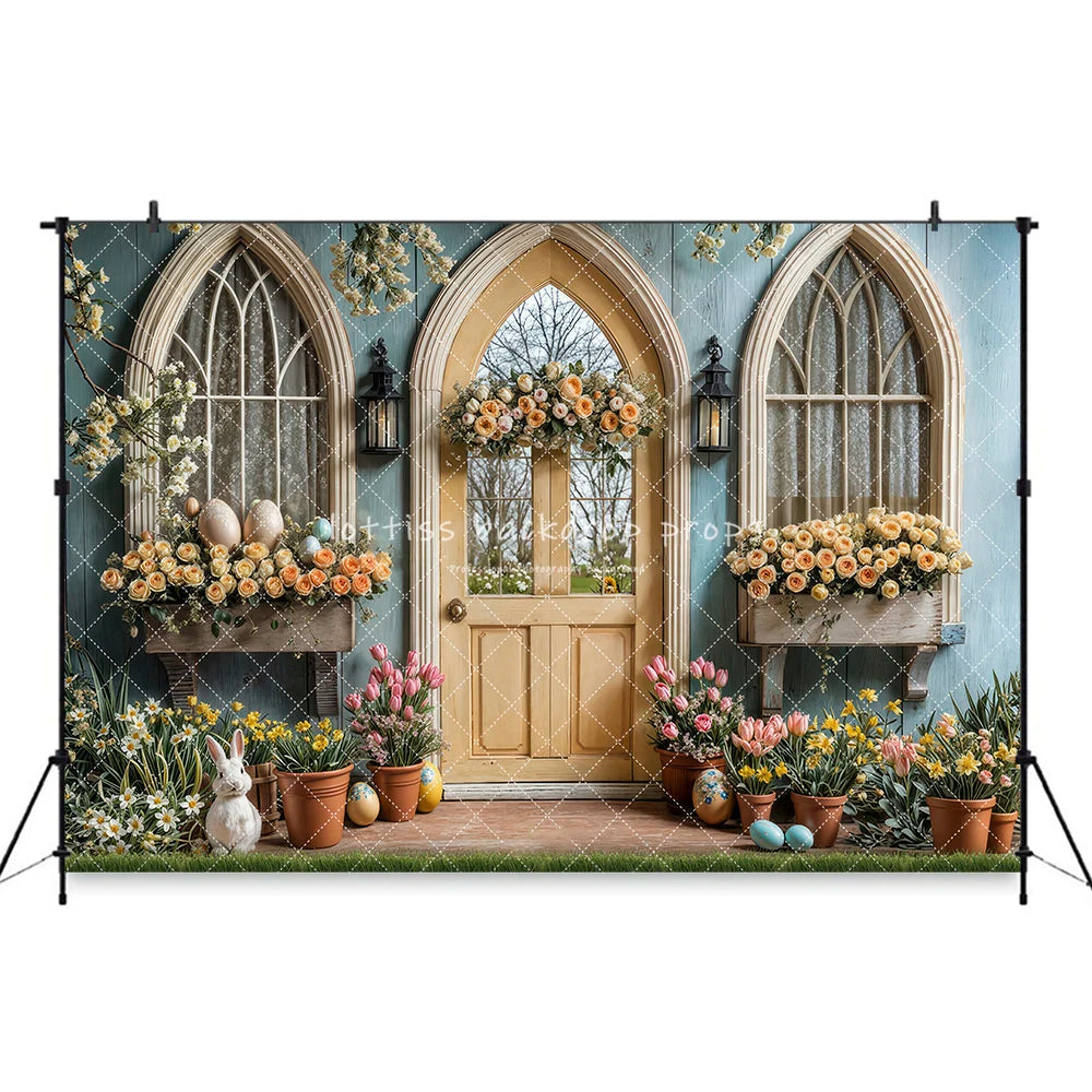 Cottontail Corner Easter Garden Backdrops Kids Baby Photography Child Adult Photocall Decors Wooden Barn Cottage Backgrounds