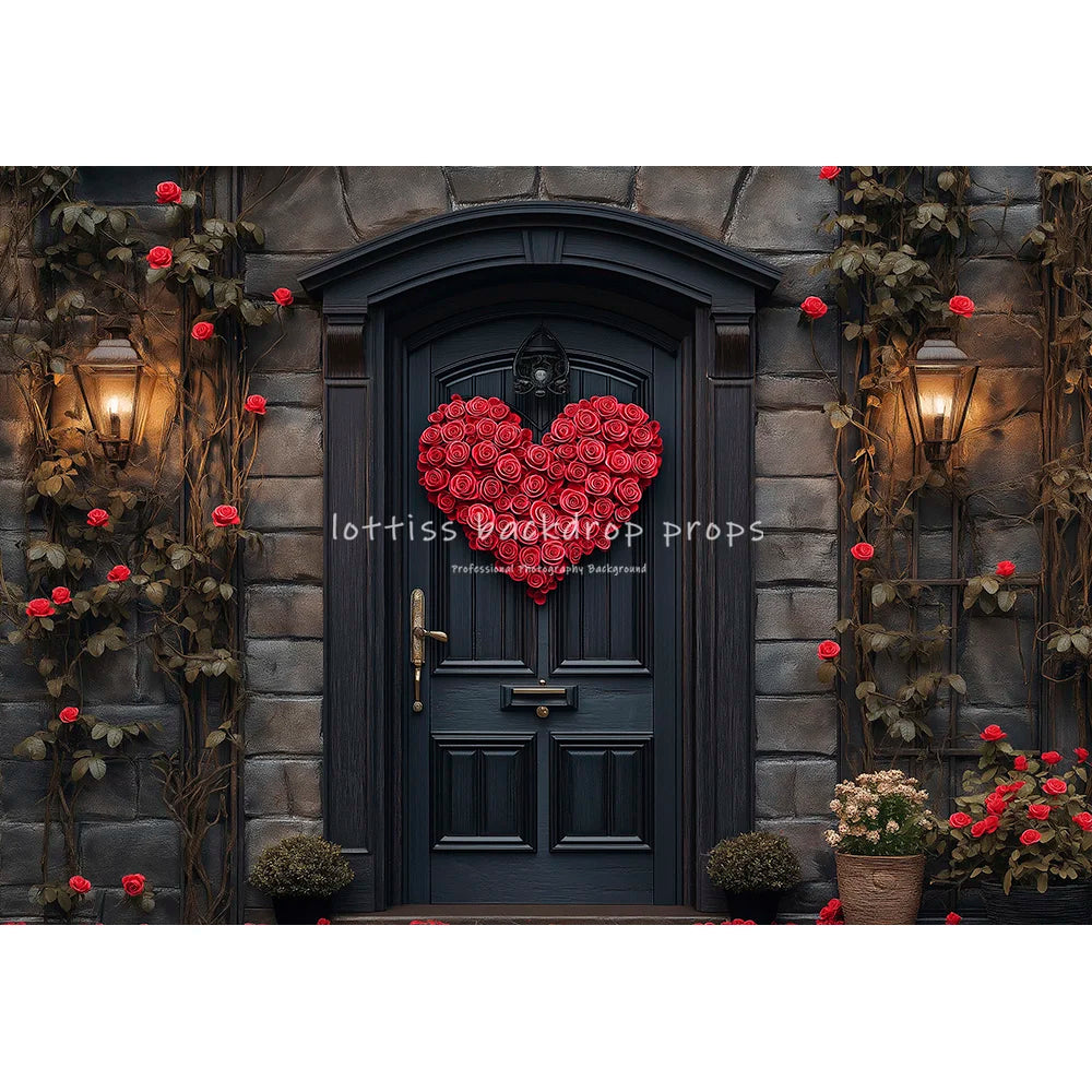 Valentine's Day Cottage Backdrops Kids Lover Photography Child Baby Photocall Rose Brick House Outwall Garden Stone Road Backgro