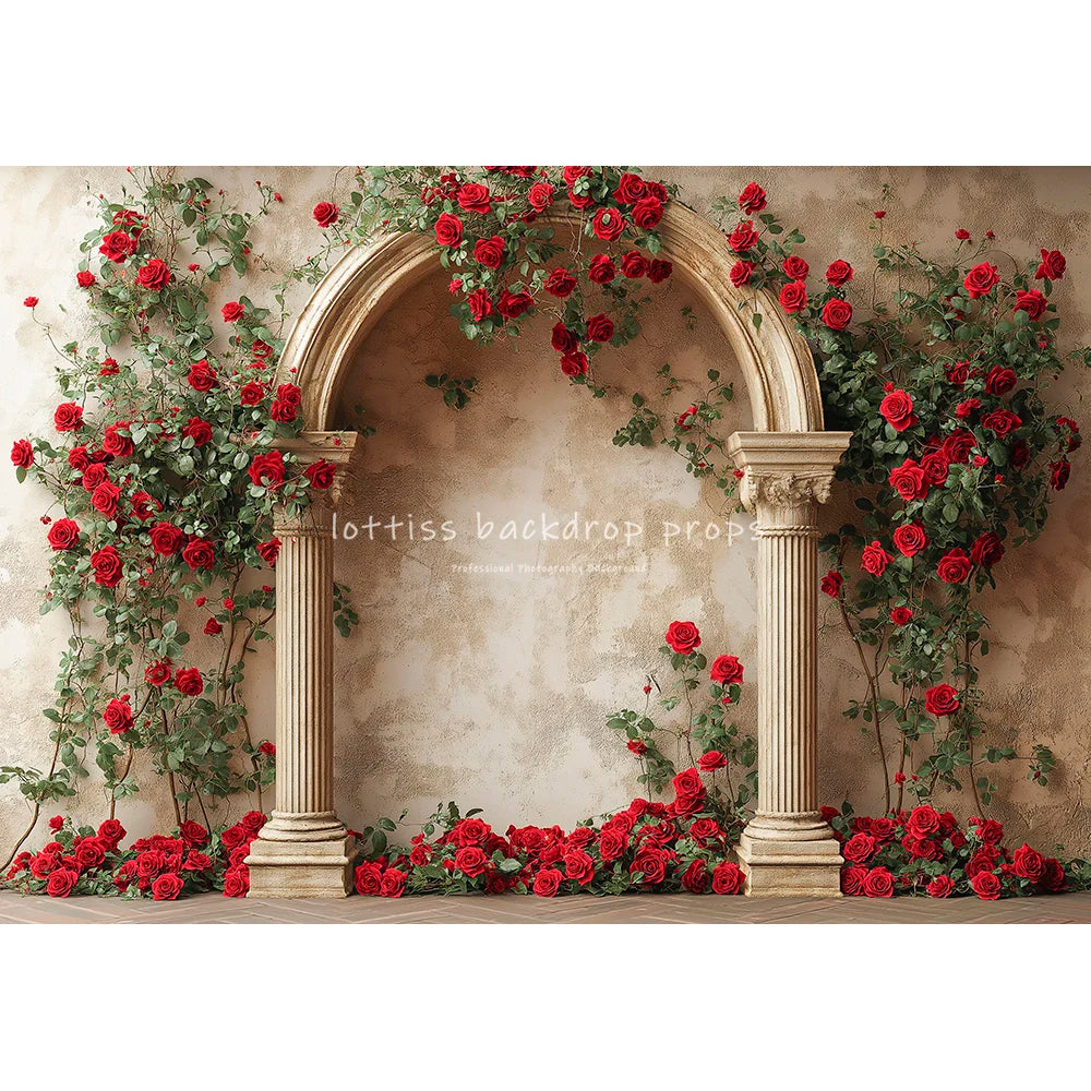 Retro Rose Arch Wall Backdrops Kids Lover Valentine's Day Photography Child Baby Photocall Classic Archway Backgrounds