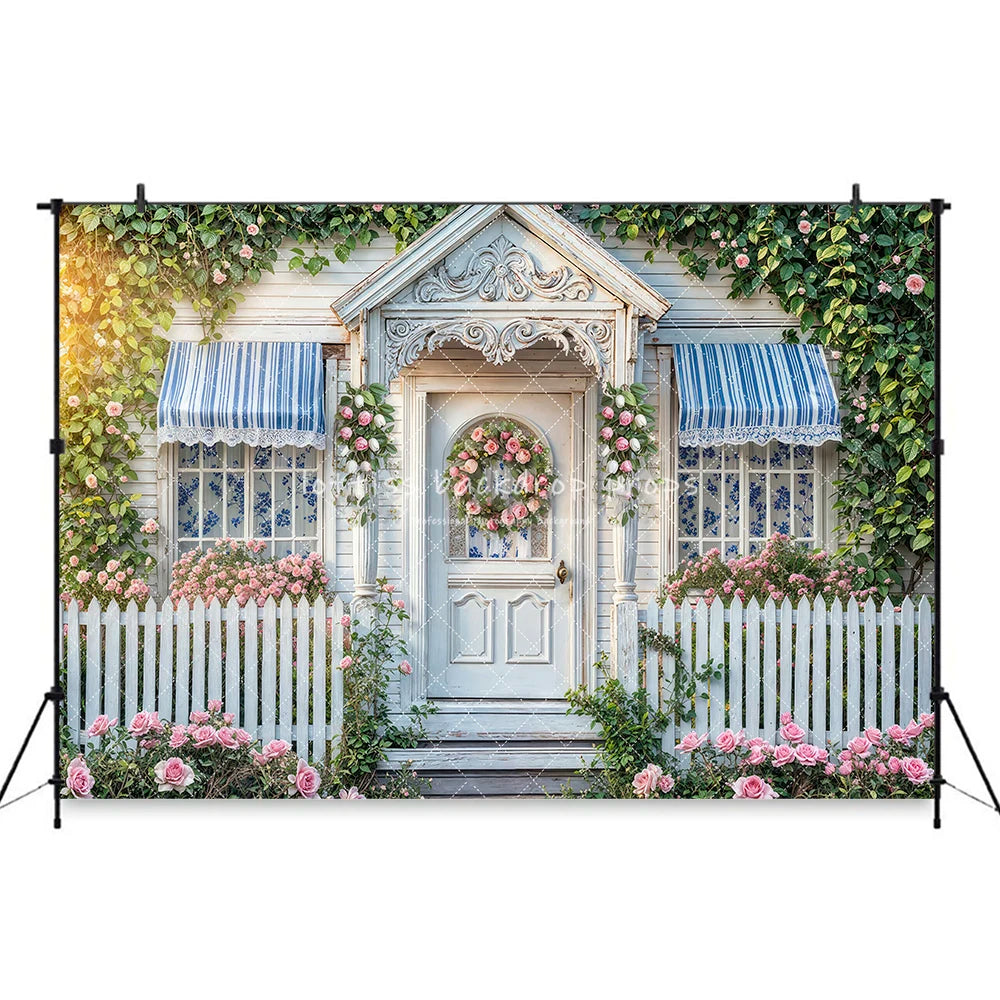 Easter Purple Spring Pathway Backdrops Kids Adult Photography Child Baby Photocall Easter Eggs Garden Entrance Backgrounds