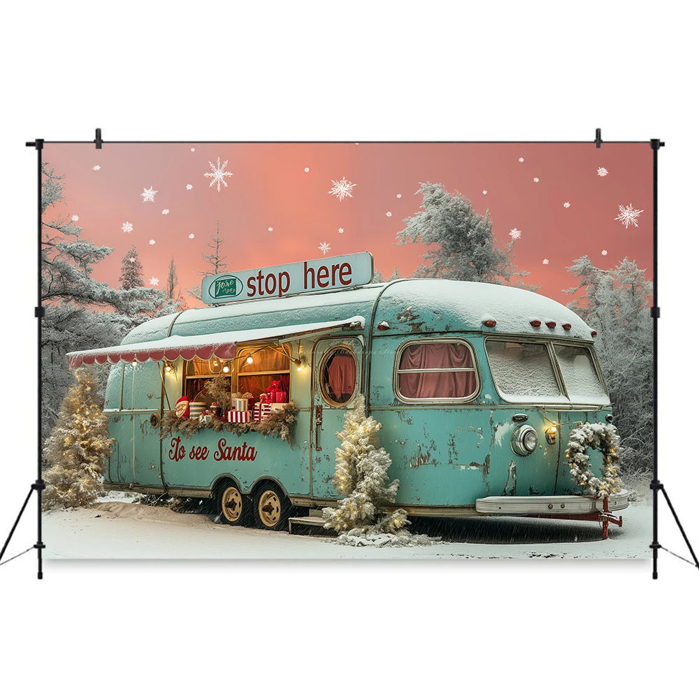 Christmas Background Red Vintage Camper Kids Baby Cake Smash Photocall Decors Candy Cane Child Adult Photography Backgrounds