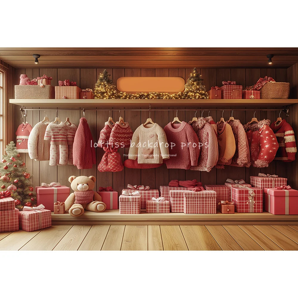Christmas Closet Cupboard Backdrops Kids Adult Photography Child Baby Photocall Decors Winter Bedroom Backgrounds