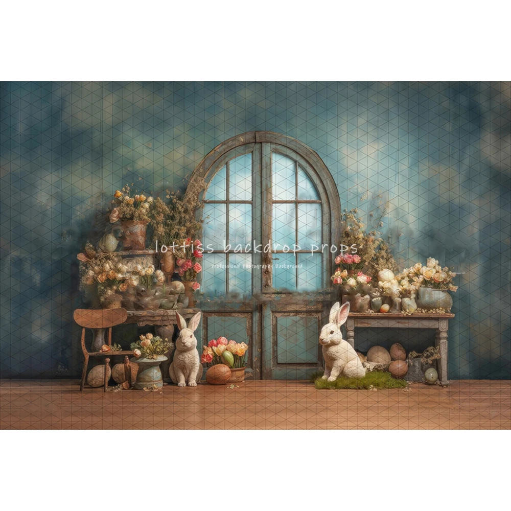 Easter Bunny Garden Backdrops Kids Baby Photography Child Adult Photocall  Eggs Floral Carrots Barn Rustic Door Backgrouds