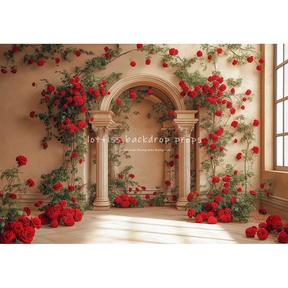 Retro Rose Arch Wall Backdrops Kids Lover Valentine's Day Photography Child Baby Photocall Classic Archway Backgrounds