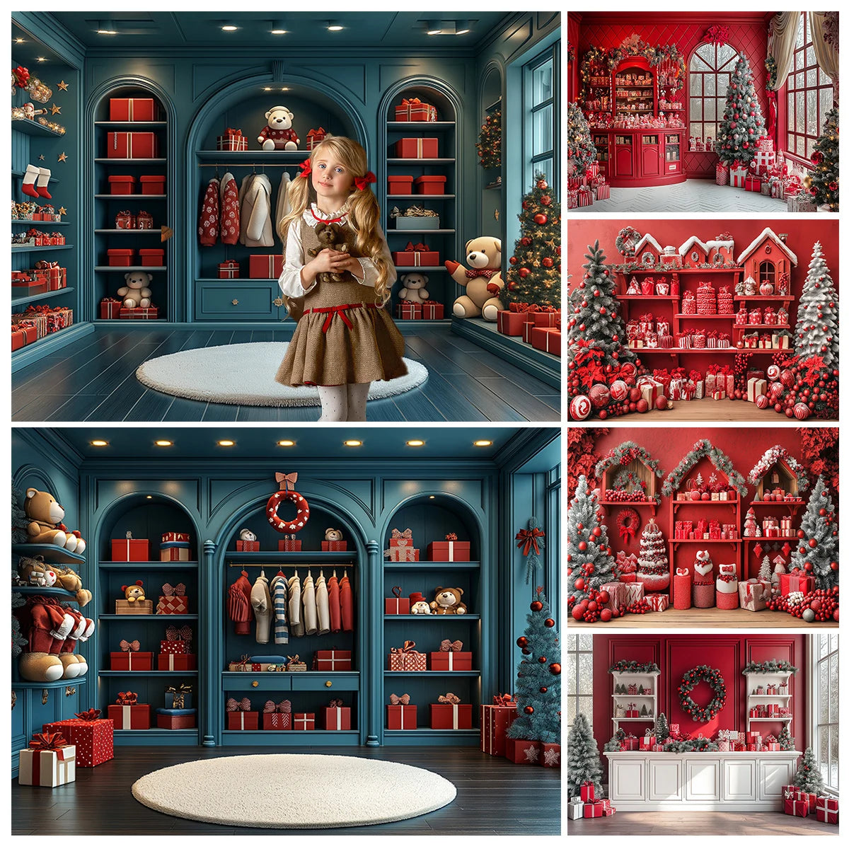 Christmas Closet Cupboard Backdrops Kids Adult Photography Child Baby Photocall Decors Winter Bedroom Backgrounds
